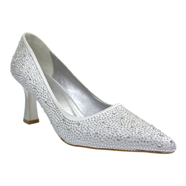 Tam Taşlı Gümüş Abiye Topuklu Ayakkabı