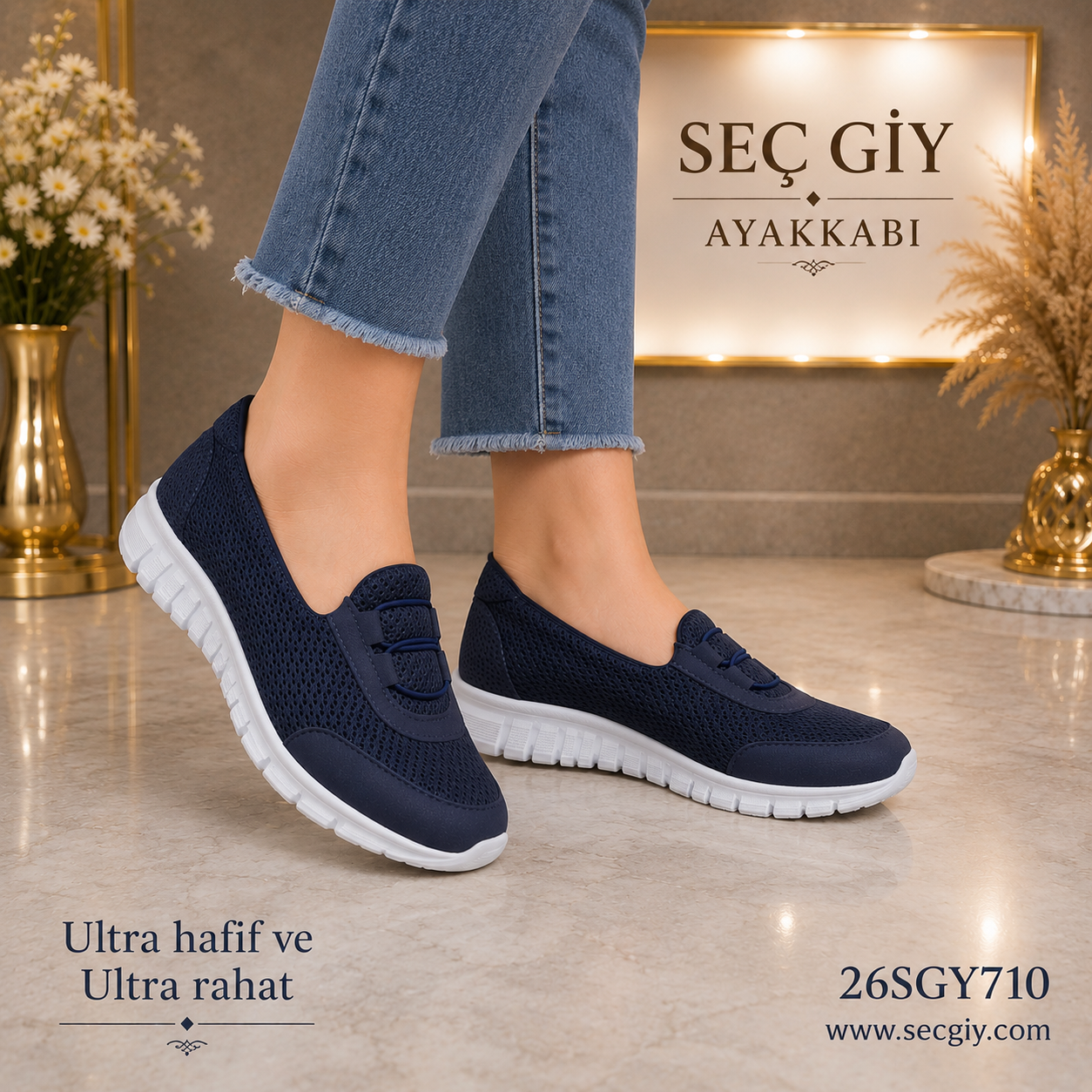 Lacivert Triko Ultra Hafif Kadın Spor Ayakkabı