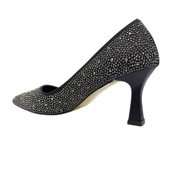 Tam Taşlı Siyah Abiye Topuklu Ayakkabı