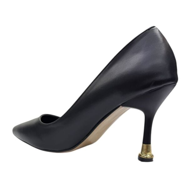 Altın Tokalı Mat Siyah Klasik Topuklu Ayakkabı