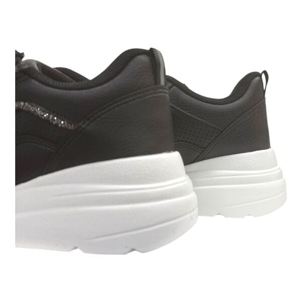 Siyah Spor Ayakkabı Kalın Taban Taş Detaylı