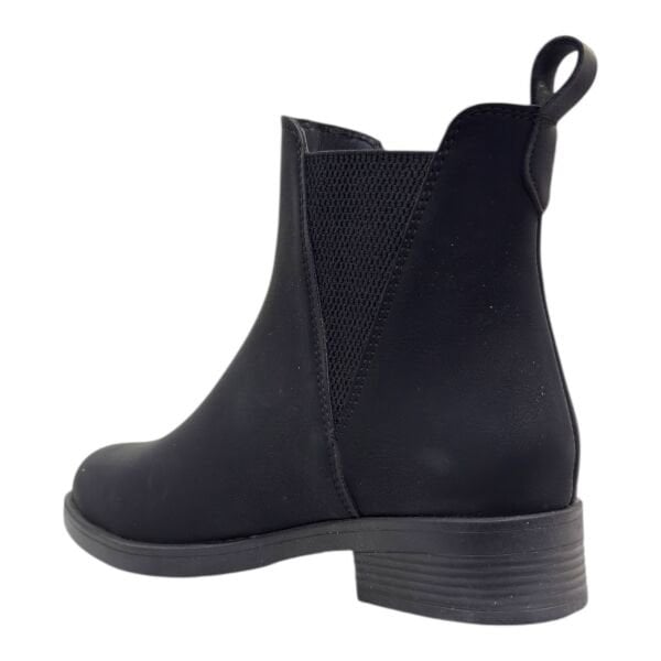 Siyah Lastikli Alçak Topuklu Günlük Bilek Boy Bot, Yuvarlak Burun