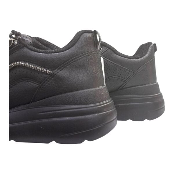 Siyah  Spor Ayakkabı Kalın Taban file görünümlü  Taş Detaylı