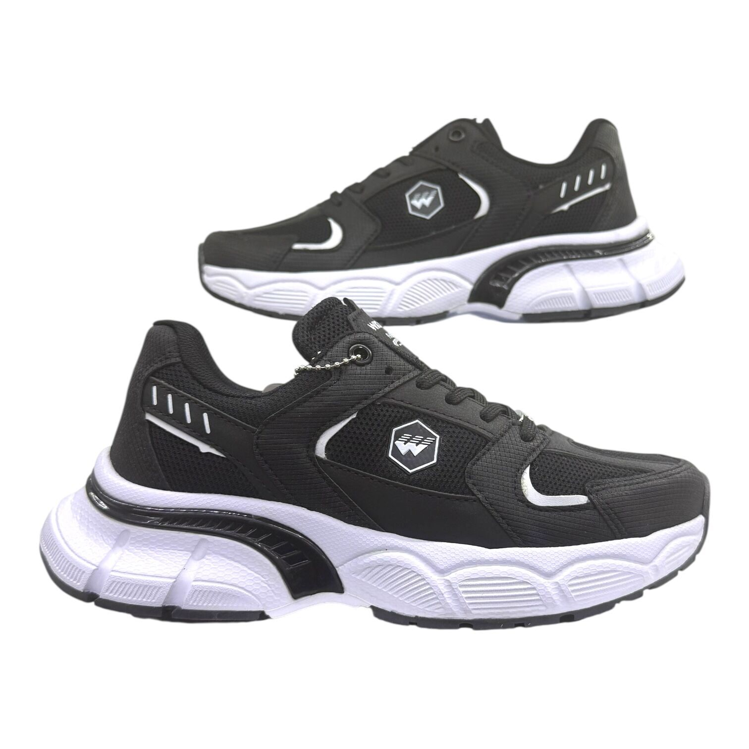 Kalın taban, siyah-beyaz Spor ayakkabı