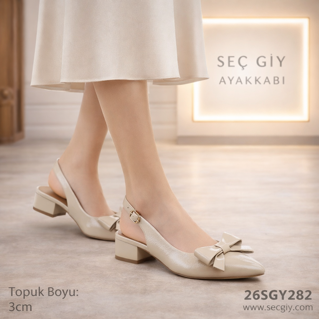 Kadın Topuklu Babet 3 cm Günlük Şık Ayakkabı