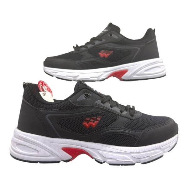 siyah üst + beyaz taban + kırmızı vurgu Spor ayakkabı