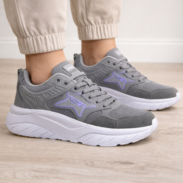 Gri / Mor Vurgulu Spor ayakkabı
