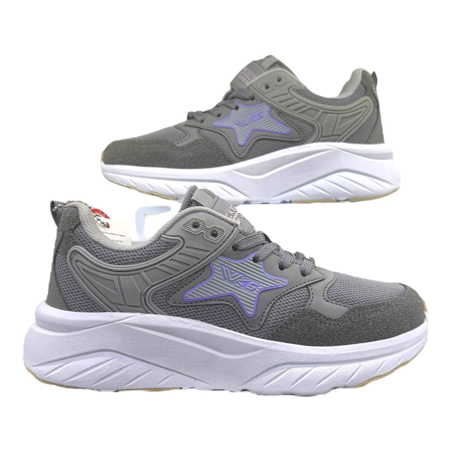 Gri / Mor Vurgulu Spor ayakkabı