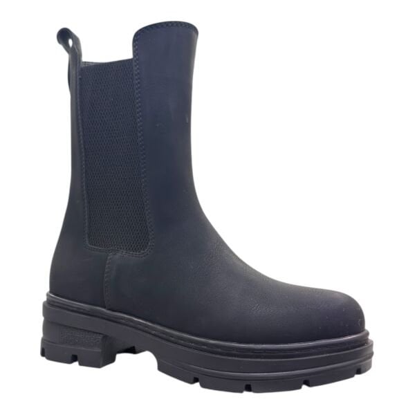 Siyah Lastikli Chelsea Kadın Bot – Kalın Taban, Dişli Kauçuk, Günlük & Trend