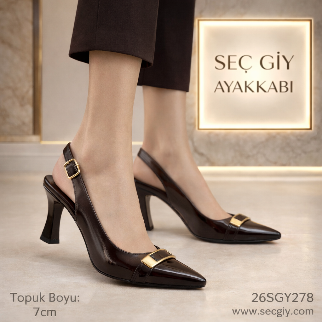 Acı Kahve Kadın Topuklu Ayakkabı 7 cm Şık Model