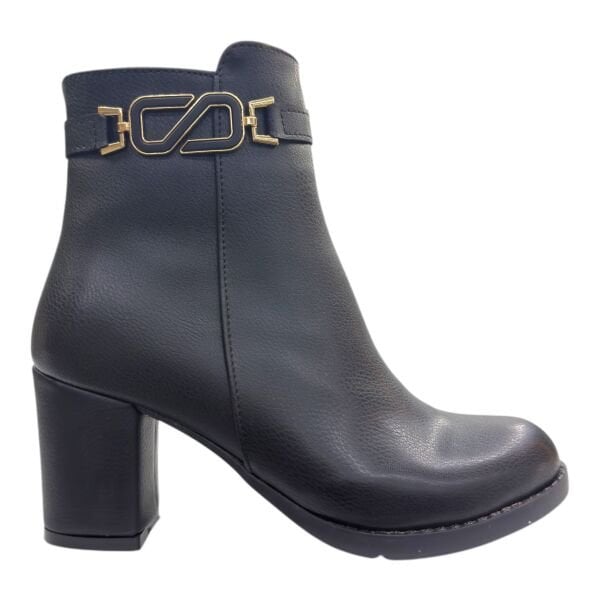 Siyah Gold Tokalı Topuklu Kadın Bot – Blok Topuk, Şık Günlük & Davet Kombin