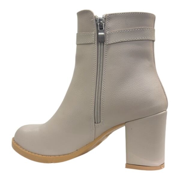 Krem Gold Tokalı Topuklu Kadın Bot | Blok Topuk – Şık & Günlük Kombin