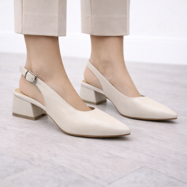 Klasik Sivri Burun Günlük Ayakkabı – Krem