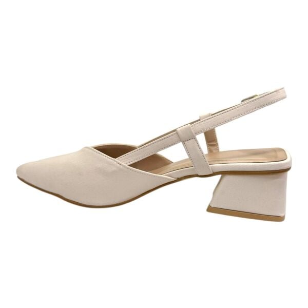 İnce Bant Detaylı Topuklu Babet – Krem