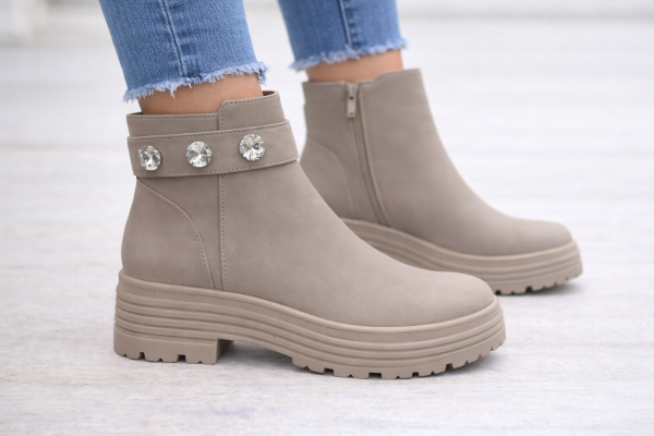 Vizon Renkli Taş Detaylı Kadın Bot