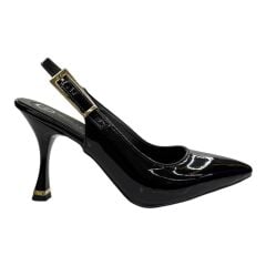 Siyah Rugan Topuklu Bilekten Tokalı