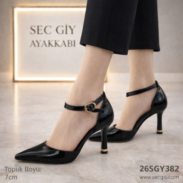 Siyah Kadın Topuklu Ayakkabı 7 cm Klasik Model