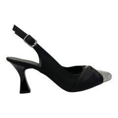 Kristal Taşlı Siyah  Topuklu Ayakkabı