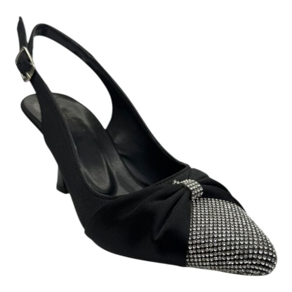 Kristal Taşlı Siyah  Topuklu Ayakkabı