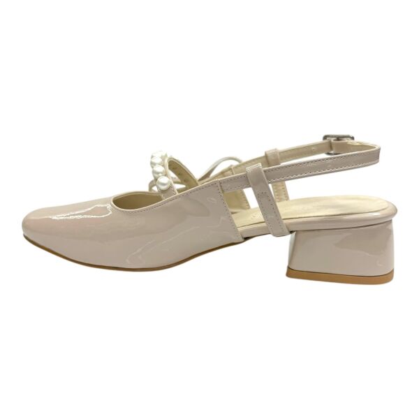 İnci Zarafeti – Krem Rugan Topuklu Babet