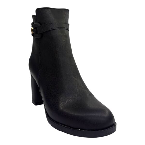 Siyah Tokalı Kalın Topuklu Kadın Bot