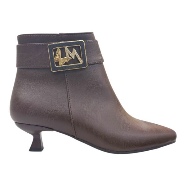 Kahverengi İnce Topuklu Kadın Bot | Kuş Figürlü & Taş Detaylı Şık Bilekte Bot