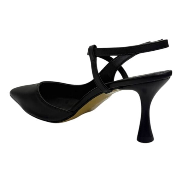 Modern Çapraz Şeritli Siyah Topuklu Ayakkabı