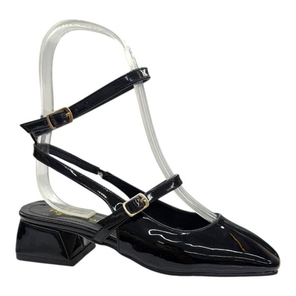 Çift Tokalı Zarafet- Siyah Rugan