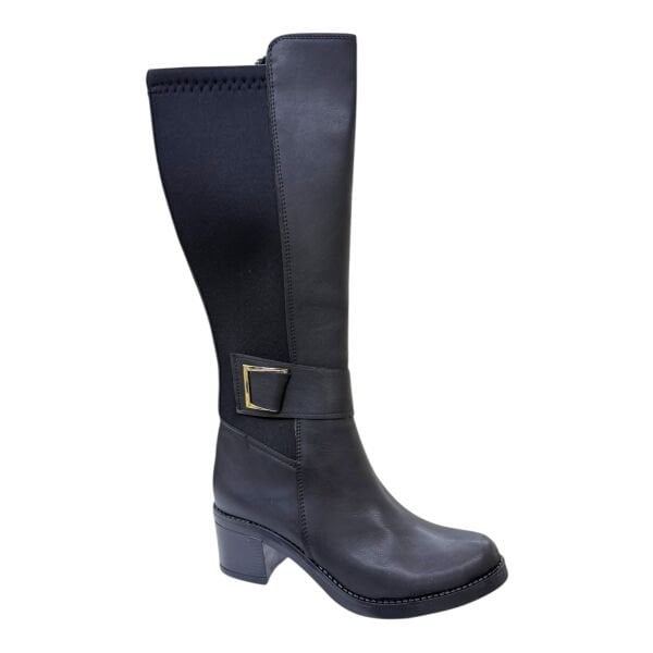 Kadın Siyah Uzun Topuklu Bot | Altın Tokalı – Esnek Baldır Uyumu – Kışlık Çizme Modeli