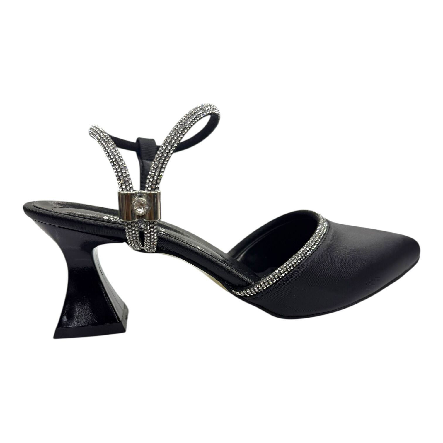 Saten Siyah–Gümüş Kristalli