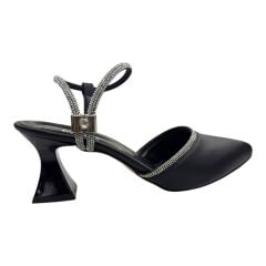 Saten Siyah–Gümüş Kristalli