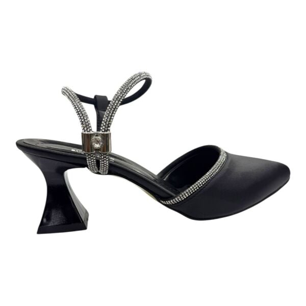 Saten Siyah–Gümüş Kristalli