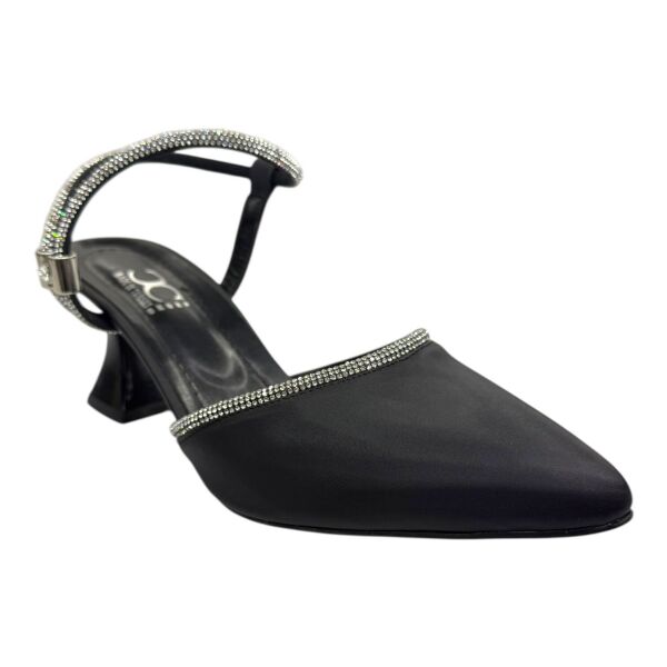 Saten Siyah–Gümüş Kristalli