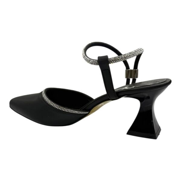 Saten Siyah–Gümüş Kristalli