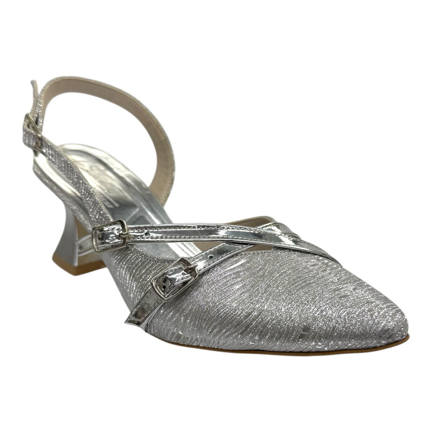 Gümüş İkili Kayışlı Topuklu