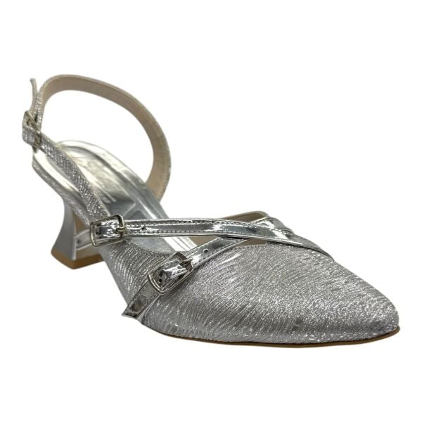 Gümüş İkili Kayışlı Topuklu