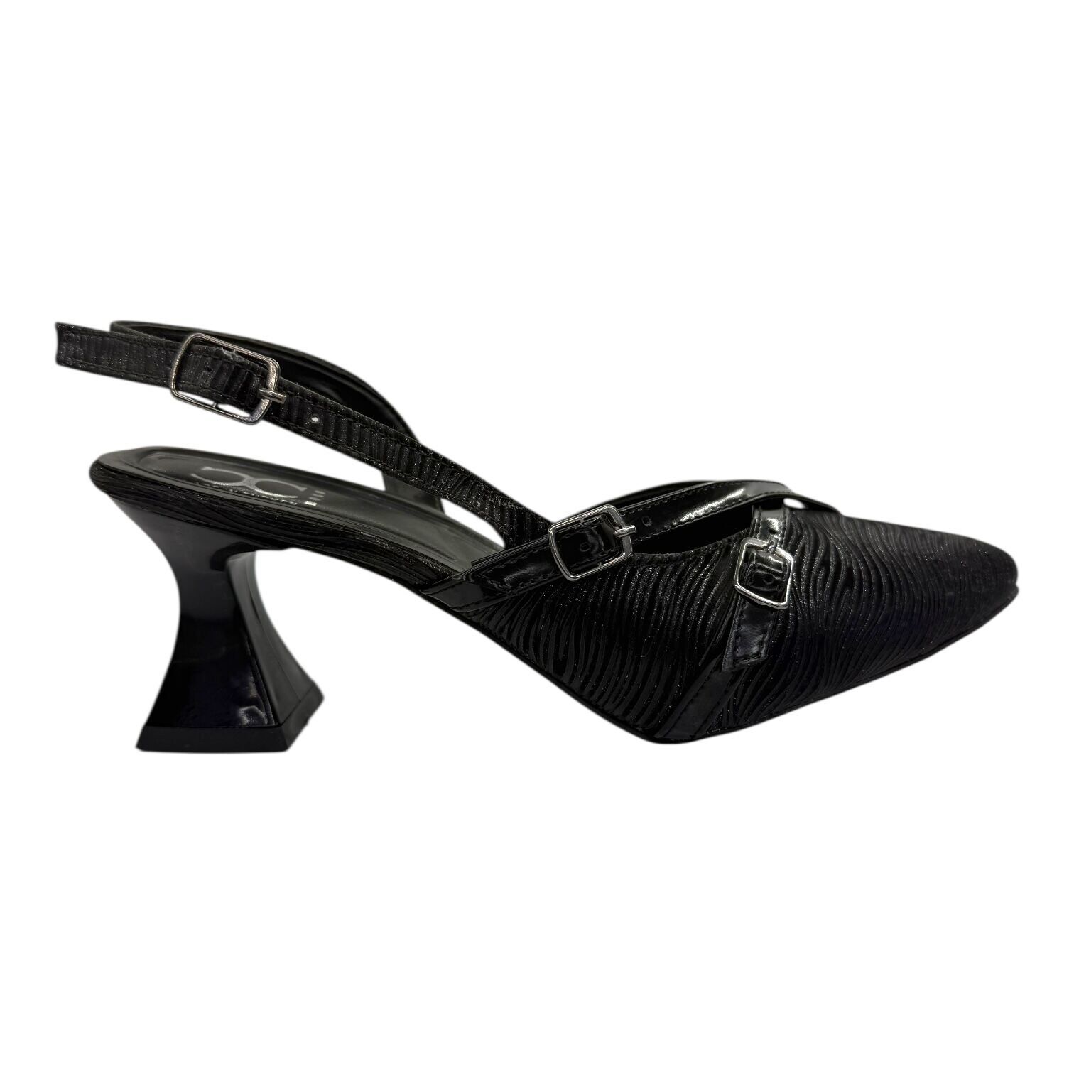 Siyah İkili Kayışlı Topuklu
