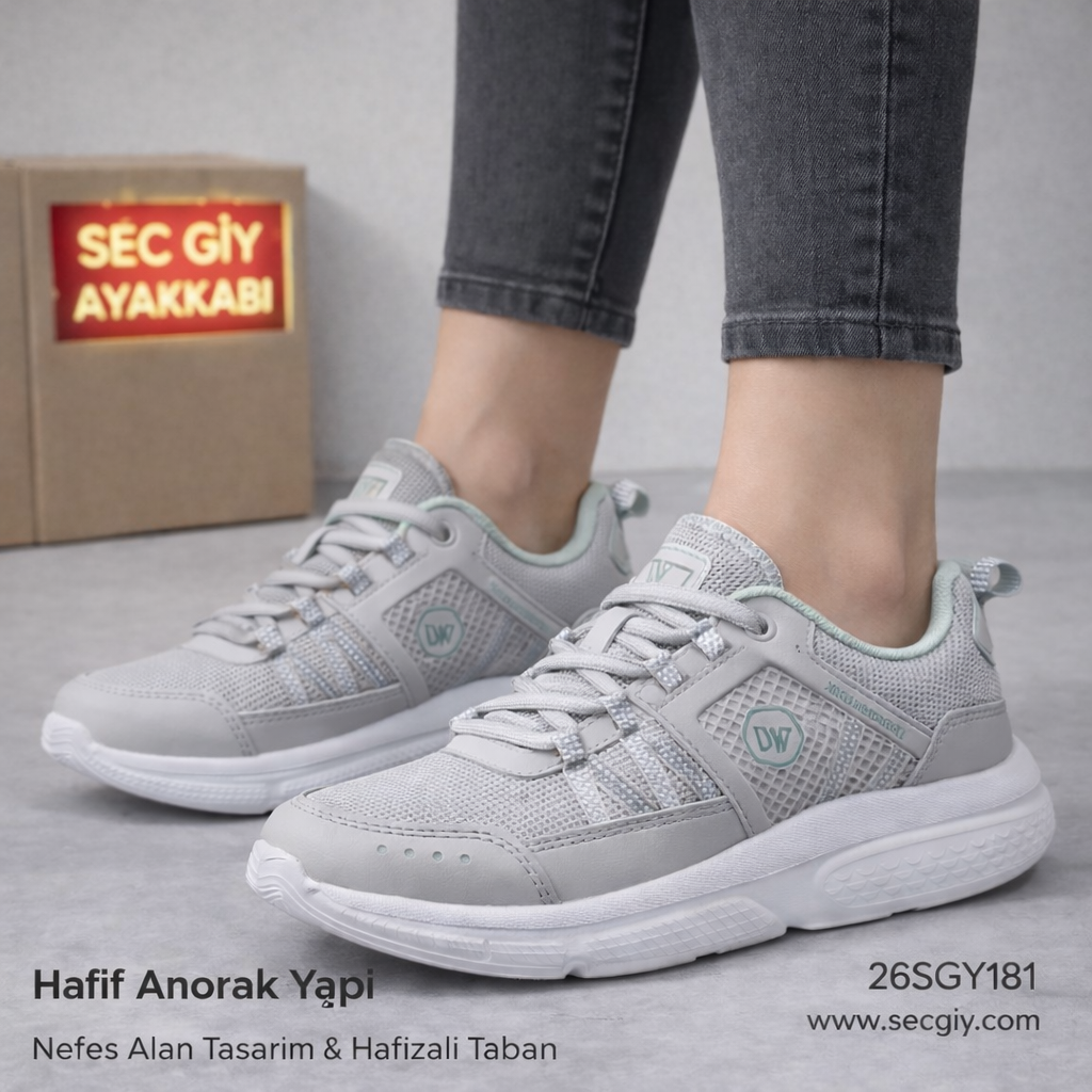 Açık Gri Anorak Spor Ayakkabı – Nefes Alan Hafif Yapı & Hafızalı Taban