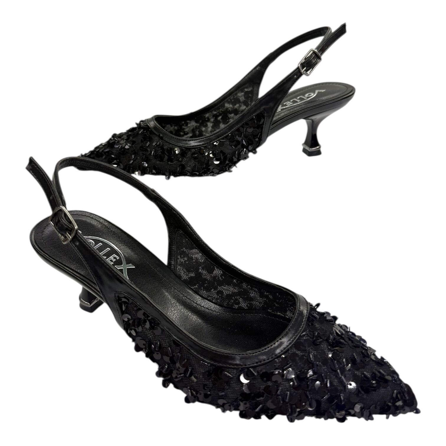 Siyah Payetli İnce Topuklu Stiletto