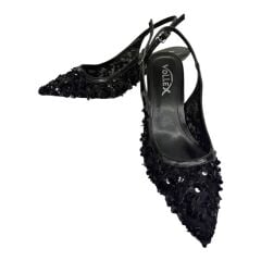 Siyah Payetli İnce Topuklu Stiletto