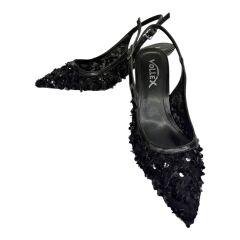 Siyah Payetli İnce Topuklu Stiletto