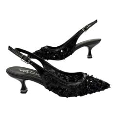 Siyah Payetli İnce Topuklu Stiletto