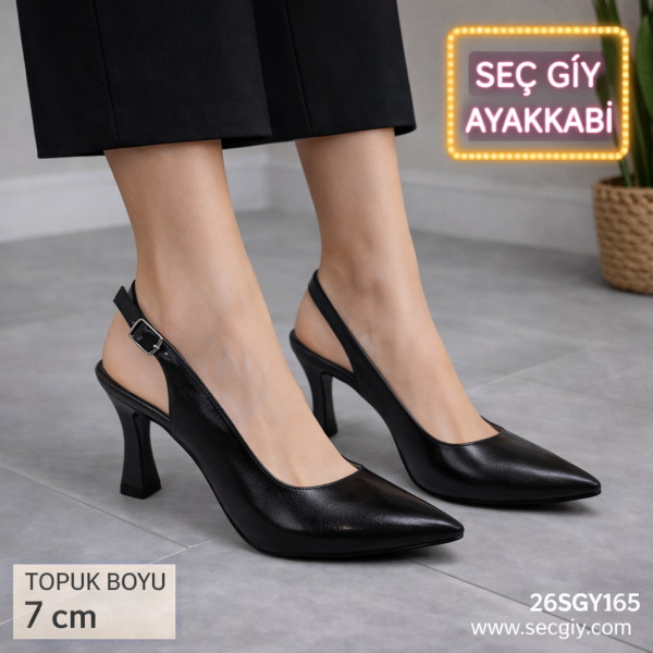Kadın Topuklu Ayakkabı – Siyah Slingback 6 cm