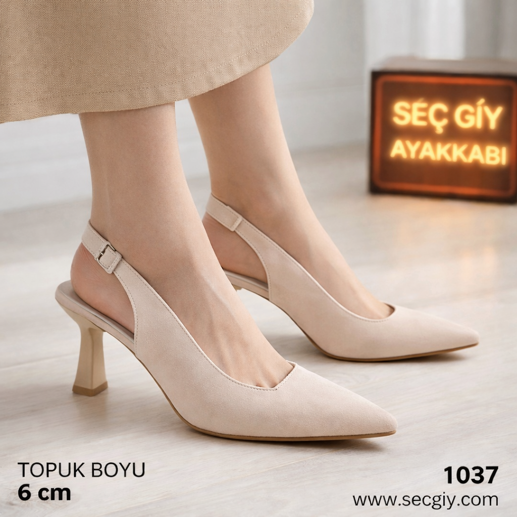 Kadın Topuklu Ayakkabı – Bej Slingback
