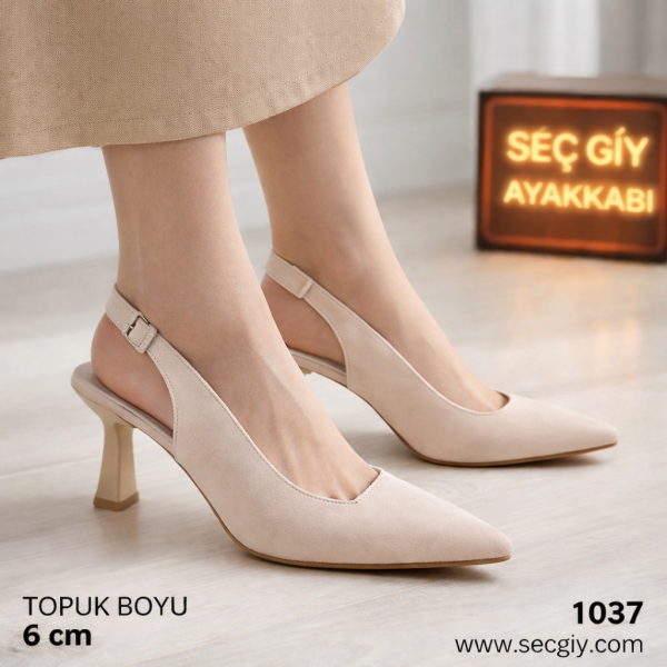 Kadın Topuklu Ayakkabı – Bej Slingback