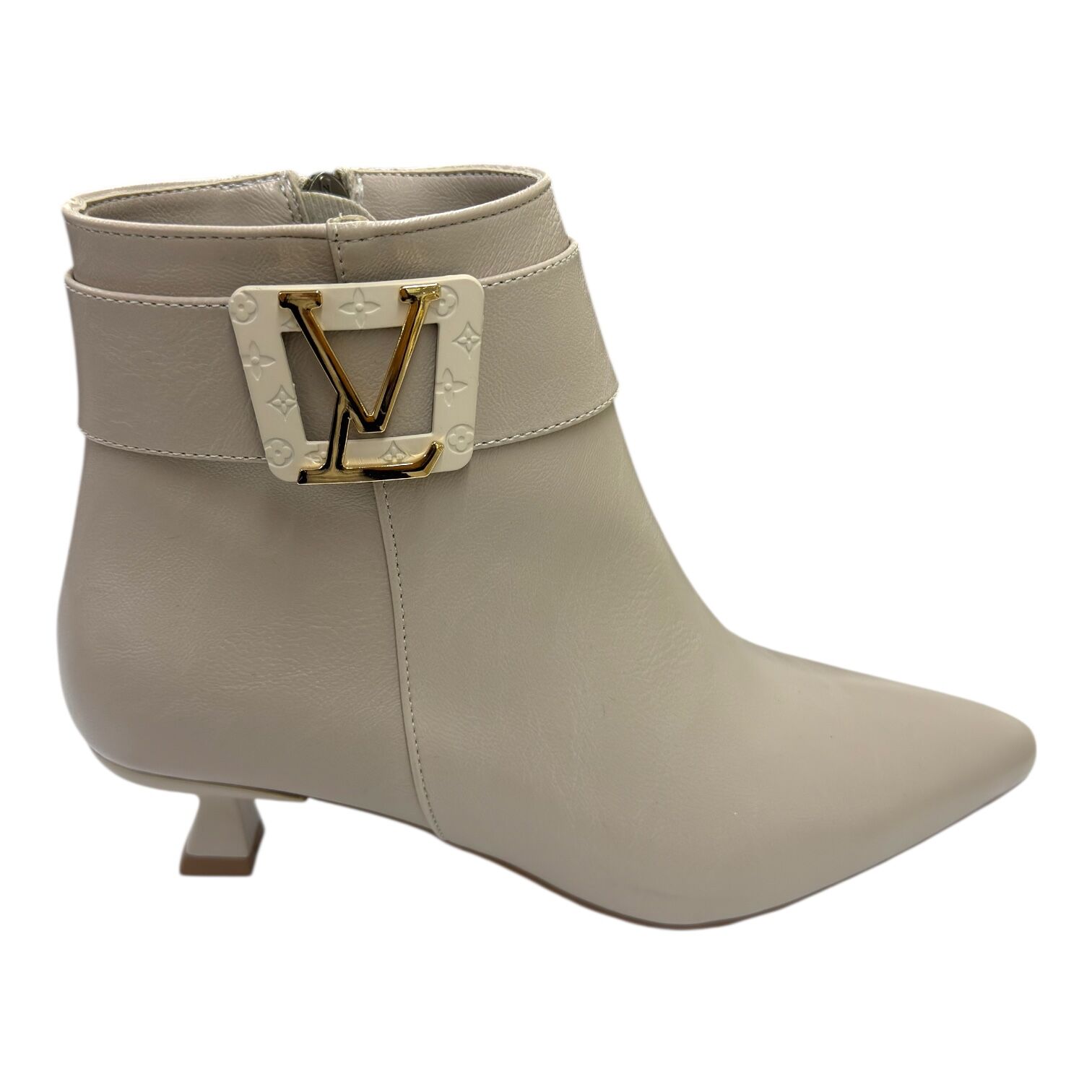 Bej Logolu İnce Topuk Kadın Bot