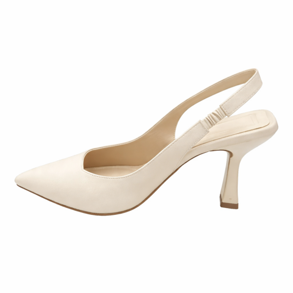Krem Sivri Burun 7 cm Topuklu Kadın Ayakkabı