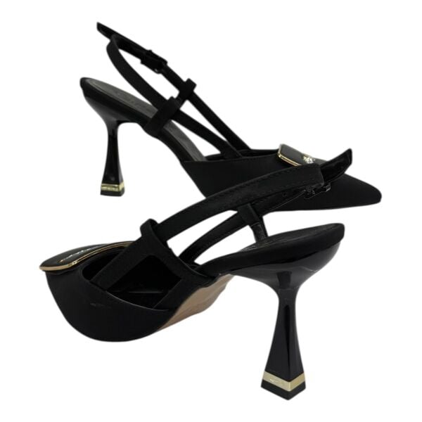 Siyah Tokalı Taş İşlemeli İnce Topuklu Kadın Ayakkabı - Gece Şıklığı