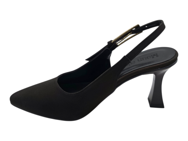 Siyah Kumaş Sivri Burun 7 cm İnce Topuklu Kadın Ayakkabı Klasik Slingback Şık Model