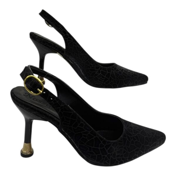 Siyah  Desenli İnce Topuklu Kadın Ayakkabı - Zarif ve Modern